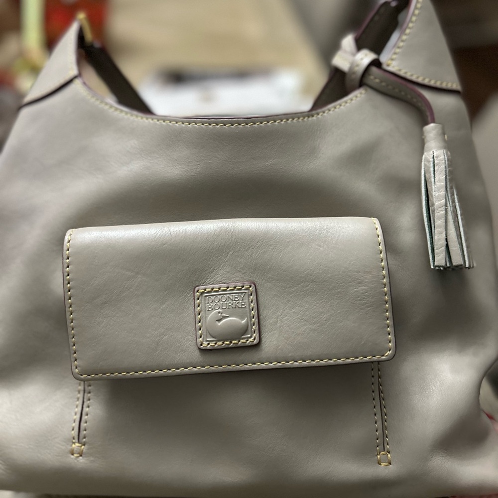 Dooney & Bourke Taupe Leather Shoulder Bag